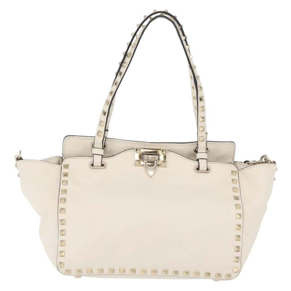 Valentino Leather Handbag White Gold